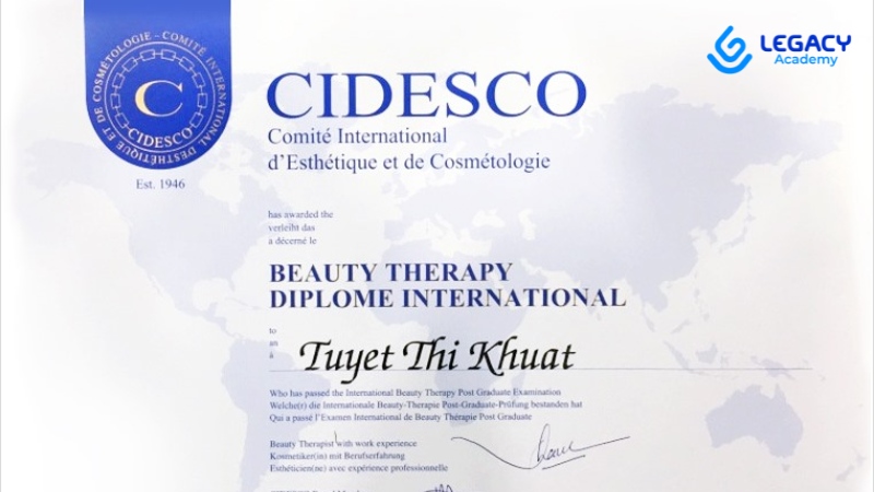 chứng chỉ học spa do tổ chức quốc tế cấp