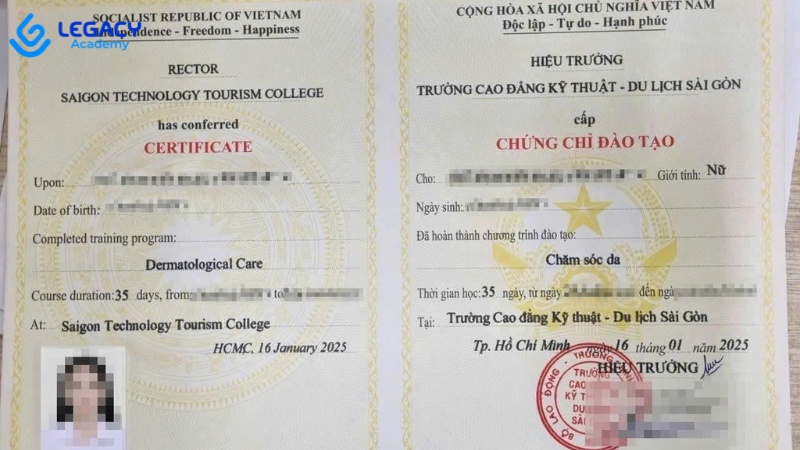 chứng chỉ spa tại Legacy Academy