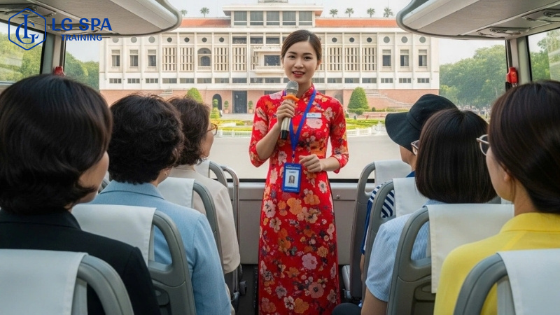 Con gái học nghề hướng dẫn viên du lịch