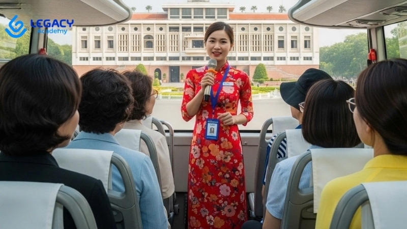 Con gái học nghề hướng dẫn viên du lịch